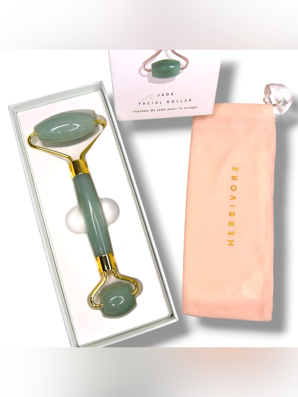 New Herbivore Jade Roller Green Aventurine Gift Skincare NWT Face Massage Tool